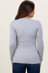 Heather Grey Basic Long Sleeve Maternity Top