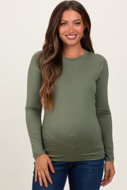 Olive Basic Long Sleeve Maternity Top