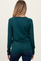 Deep Teal Basic Boatneck Maternity Long Sleeve Top