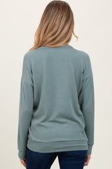 Light Olive Ribbed Long Sleeve Maternity Pullover Top