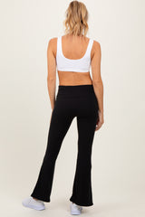 Black Fold Over Waistband Flared Pants