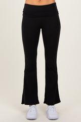 Black Fold Over Waistband Flared Pants