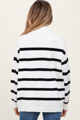 Ivory Striped Oversized Mock Neck Maternity Sweater