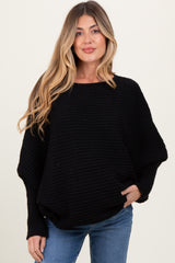 Black Chunky Knit Dolman Sleeve Oversized Maternity Sweater