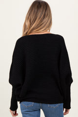 Black Chunky Knit Dolman Sleeve Oversized Maternity Sweater