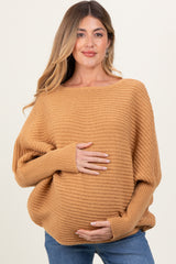 Camel Chunky Knit Dolman Sleeve Oversized Maternity Sweater