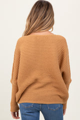 Camel Chunky Knit Dolman Sleeve Oversized Maternity Sweater