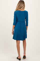 Teal 3/4 Sleeve Maternity/Nursing Sash Tie Wrap Dress