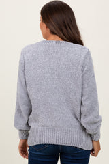 Heather Grey Chenille Knit Maternity Sweater