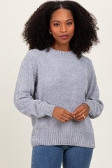 Heather Grey Chenille Knit Sweater