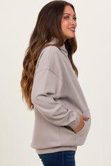 Beige Basic Maternity Hoodie Sweatshirt