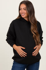 Black Basic Maternity Hoodie Sweatshirt