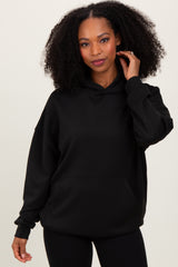 Black Basic Maternity Hoodie Sweatshirt