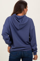 Blue Basic Maternity Hoodie Sweatshirt