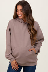 Taupe Basic Maternity Hoodie Sweatshirt