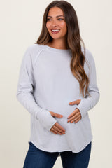 Heather Grey Exposed Seam Long Sleeve Maternity Top