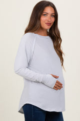 Heather Grey Exposed Seam Long Sleeve Maternity Top