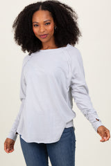 Heather Grey Exposed Seam Long Sleeve Top