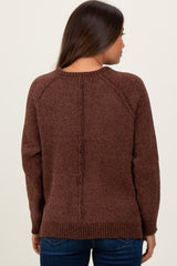 Brown Raglan Knit Maternity Sweater