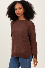 Brown Raglan Knit Sweater