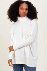 Cream Turtle Neck Brushed Heather Knit Maternity Sweater