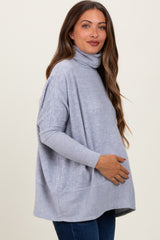 Heather Grey Turtle Neck Brushed Knit Maternity Sweater