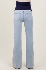 Light Blue Washed Maternity Flare Jeans