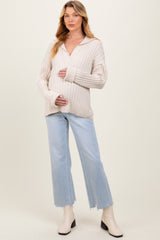 Light Blue Distressed Hem Slim Wide Leg Maternity Jeans