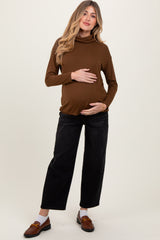 Black Cropped Wide Leg Maternity Jeans