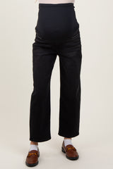 Black Cropped Wide Leg Maternity Jeans