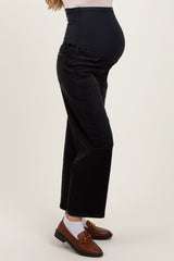 Black Cropped Wide Leg Maternity Jeans