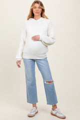 Light Blue Distressed Open Knee Maternity Straight Leg Jeans