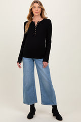 Blue Vintage Wash Wide Leg Maternity Jeans