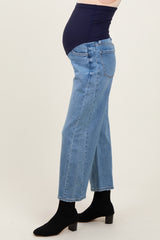 Blue Vintage Wash Wide Leg Maternity Jeans