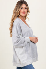 Heather Grey Contrast French Terry Maternity Long Sleeve Top