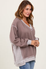 Mocha Contrast French Terry Long Sleeve Top