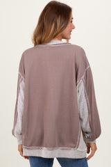 Mocha Contrast French Terry Long Sleeve Top