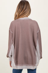 Mocha Contrast French Terry Maternity Long Sleeve Top