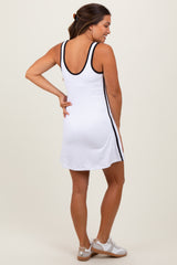 White Contrast Trim Maternity Romper Dress