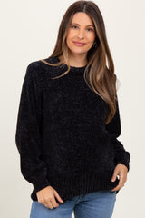 Black Chenille Knit Maternity Sweater