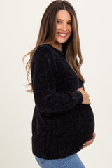 Black Chenille Knit Maternity Sweater