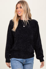 Black Chenille Knit Maternity Sweater