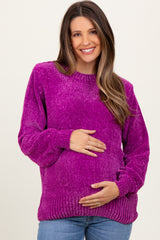 Magenta Chenille Knit Maternity Sweater