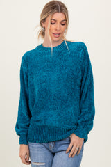 Teal Chenille Knit Sweater