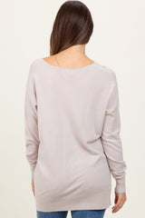 Ivory Front Seam V-Neck Side Slit Maternity Sweater