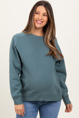 Light Olive Fleece Maternity Sweatshirt