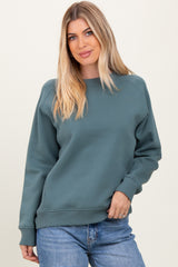 Light Olive Fleece Maternity Sweatshirt