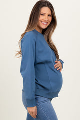 Blue Fleece Maternity Sweatshirt