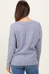 Heather Grey Ribbed V-Neck Long Sleeve Maternity Top