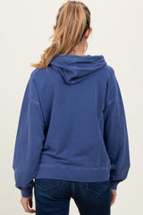 Blue French Terry Hooded Maternity Sweatshirt